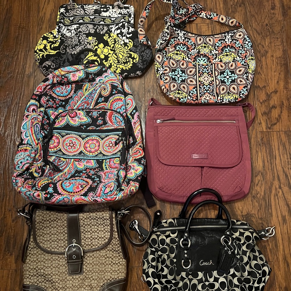 Lot of 6 EUC Vera Bradley/Coach Bags